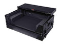 Black Flight Style Road Case with Laptop Shelf 2U Rack Space Wheels S58397