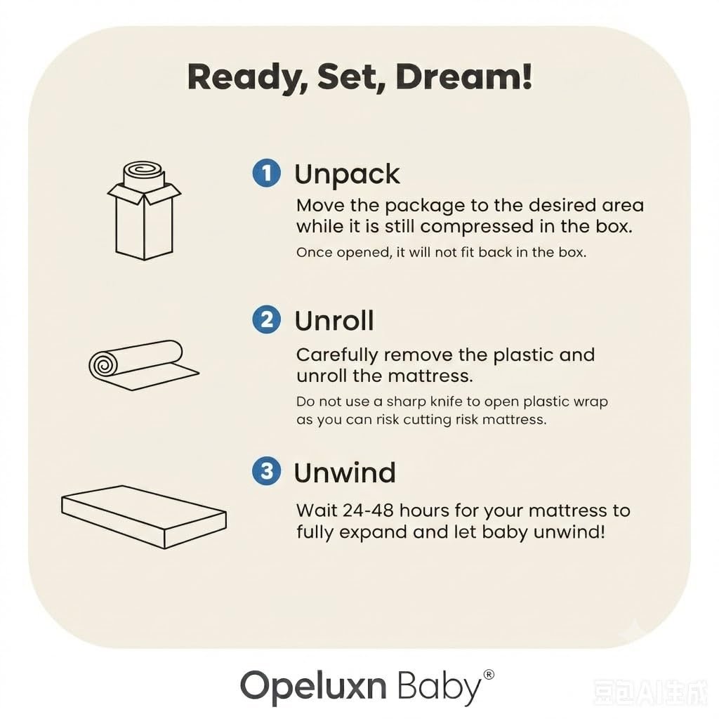 Mini Crib Mattress 2-Stage Firmness 38x24x4 Inch P2405