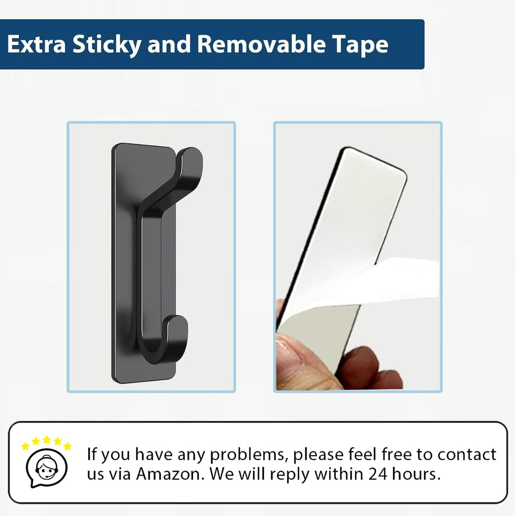 Black 4 Pack Stick-on Hooks V976