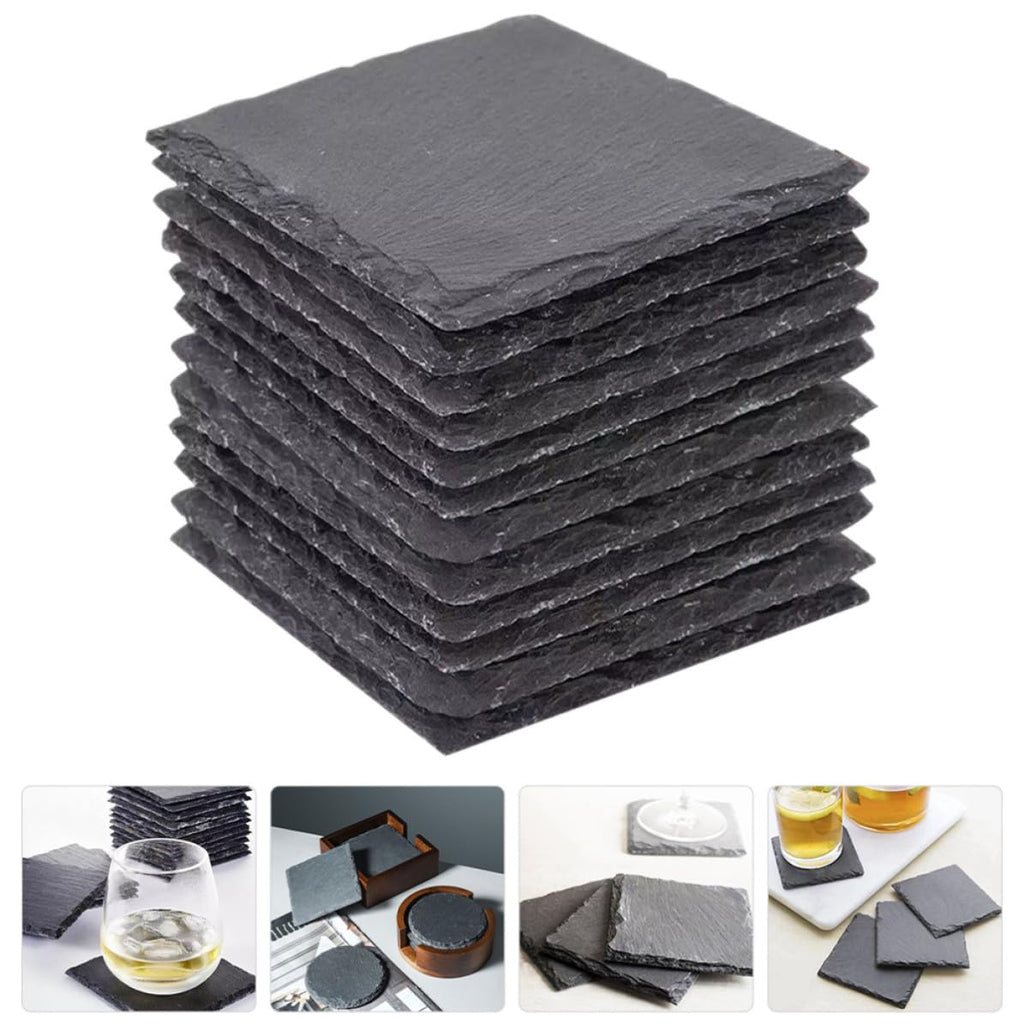 12pcs Natural Stone Coasters with Non Slip Bottom H436738
