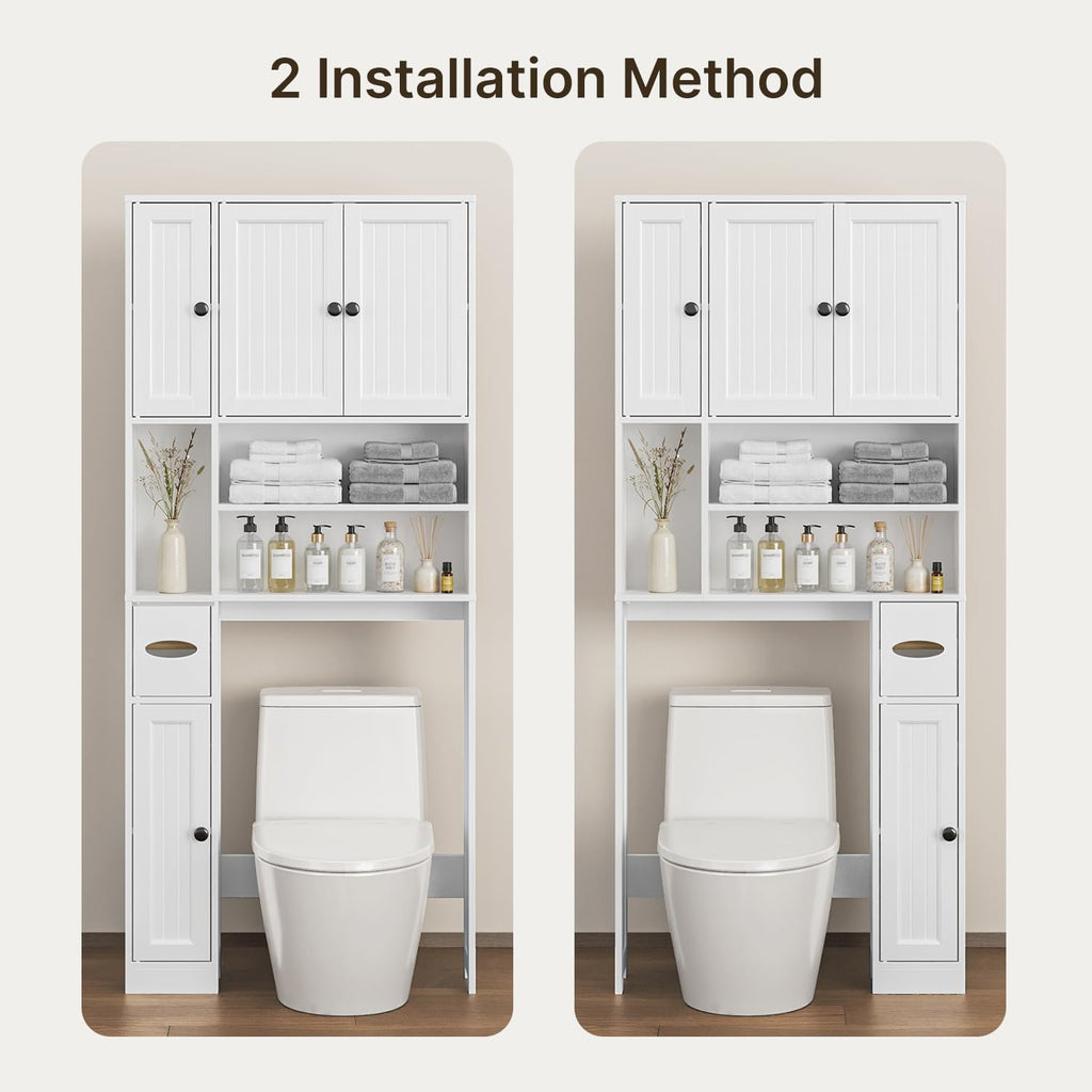 Over The Toilet Storage Cabinet with Five Doors White E1980