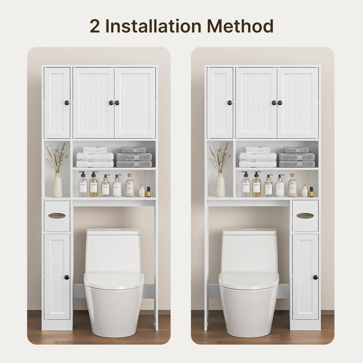 Over The Toilet Storage Cabinet with Five Doors White E1980