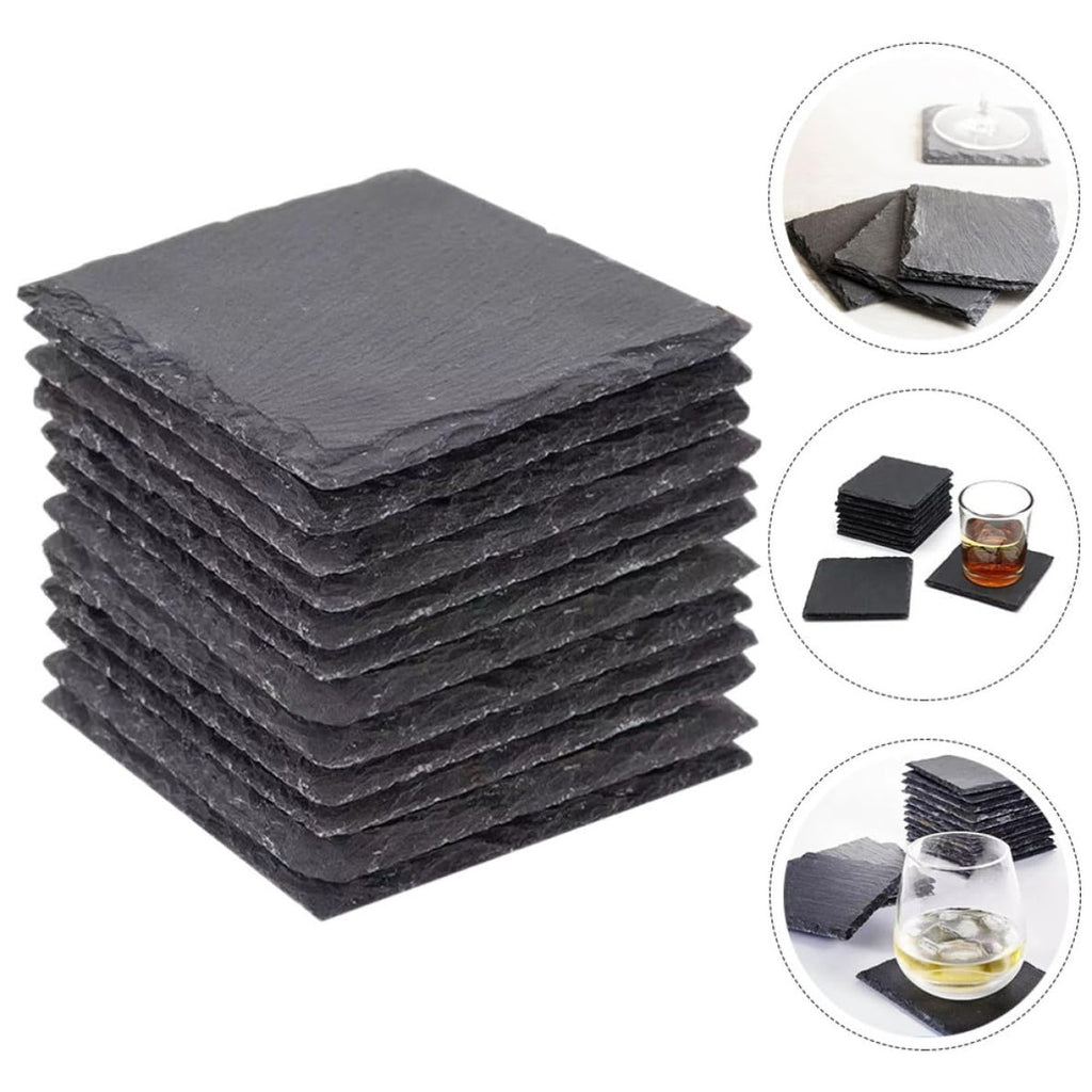 12pcs Natural Stone Coasters with Non Slip Bottom H436738