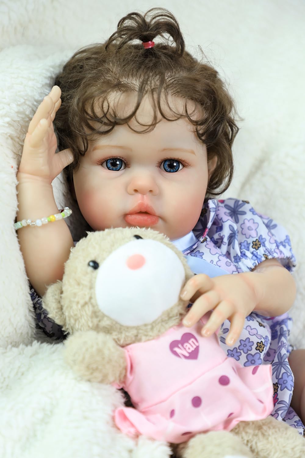 20 Inch Silicone Reborn Baby Doll with Curly Hair B182794