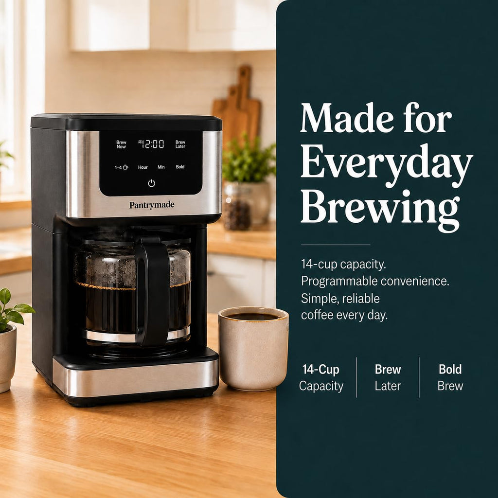 14-Cup Programmable Drip Coffee Maker with Glass Carafe, Black T128873