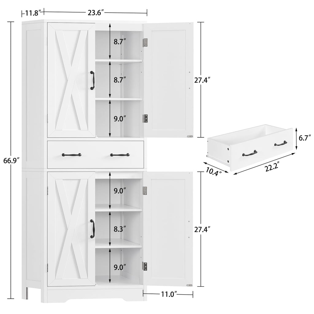 White Storage Cabinet with 2 Adjustable Shelves and Drawer M279403