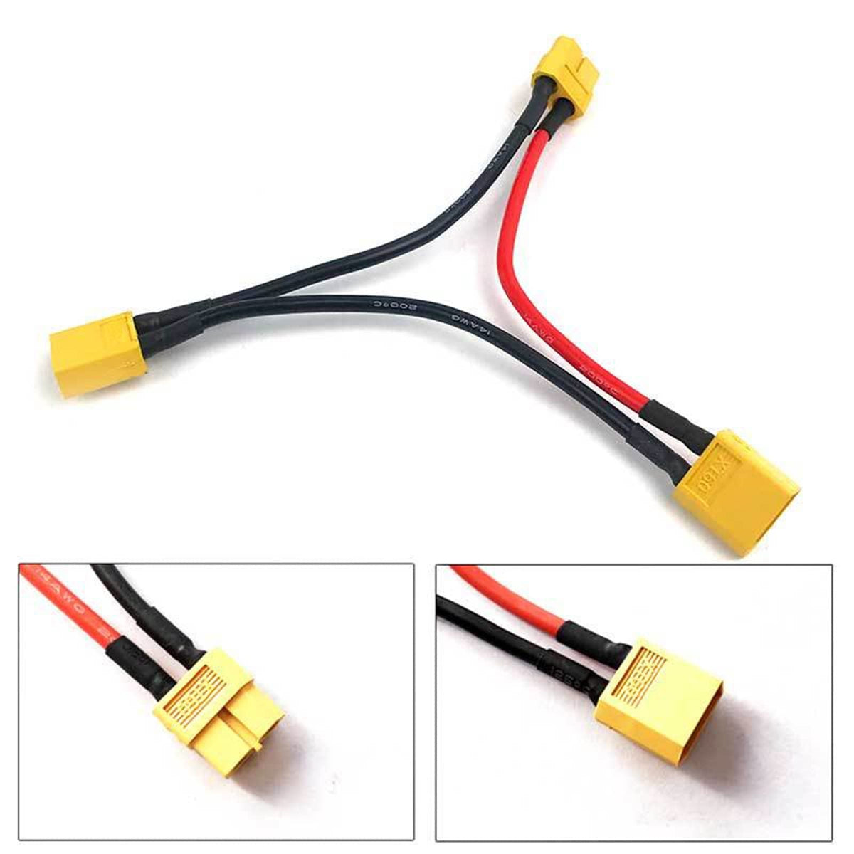 3 Pieces Battery Adapter Cable Y-Type Harness Connector XT60 Parallel T649