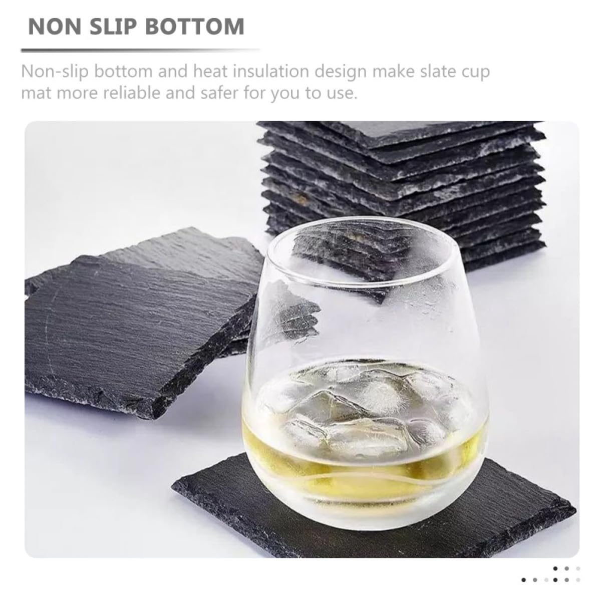 12pcs Natural Stone Coasters with Non Slip Bottom H436738