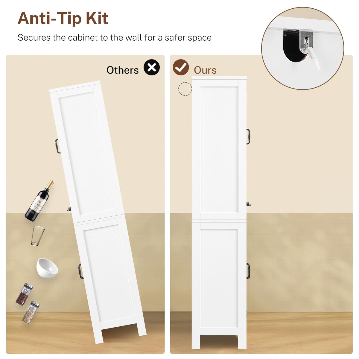 White Storage Cabinet with 2 Adjustable Shelves and Drawer M279403