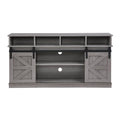Grey Wood TV Stand with Sliding Barn Doors and 4 Drawers K464020