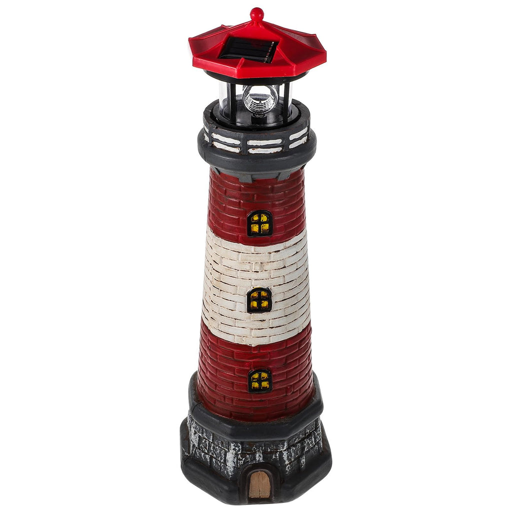 Solar Lighthouse Statue with LED Light 14.76 Inch Red H28120