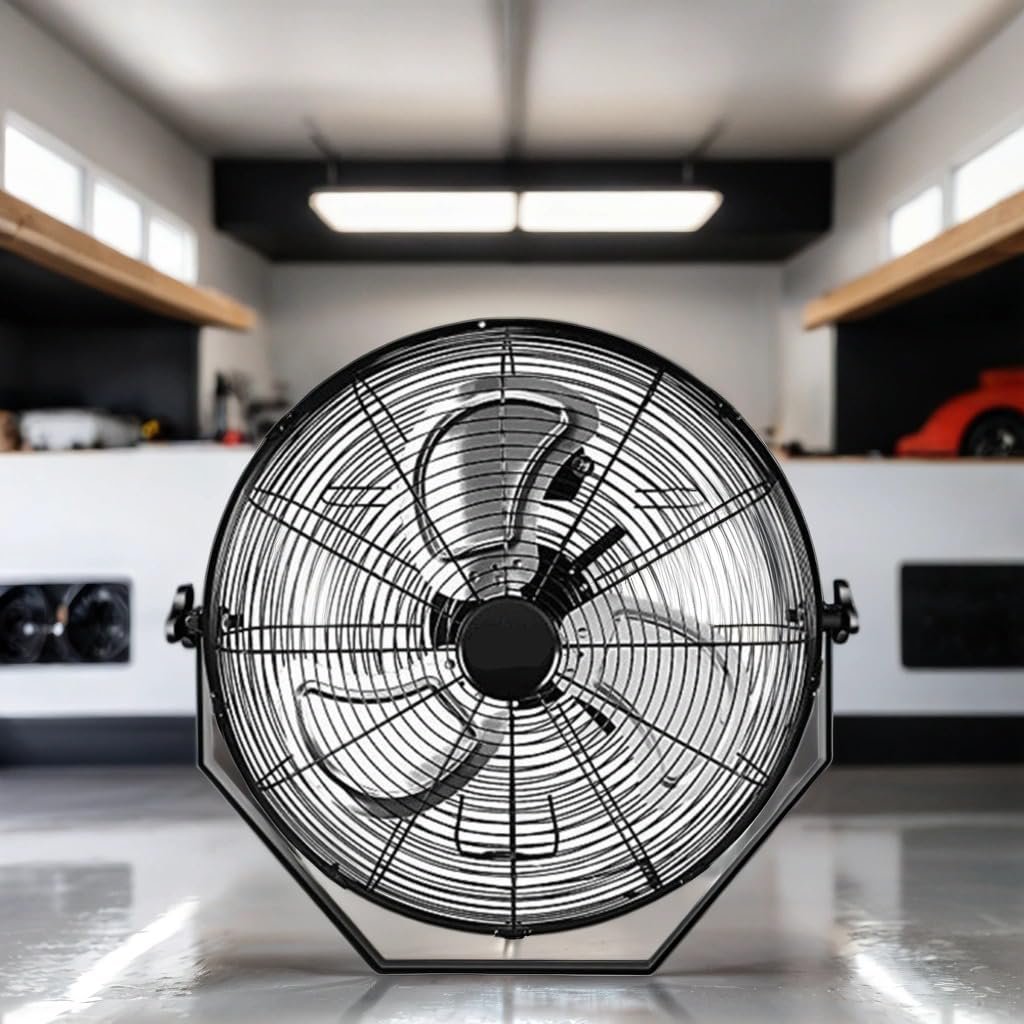 Black Industrial Metal Floor Fan C15654