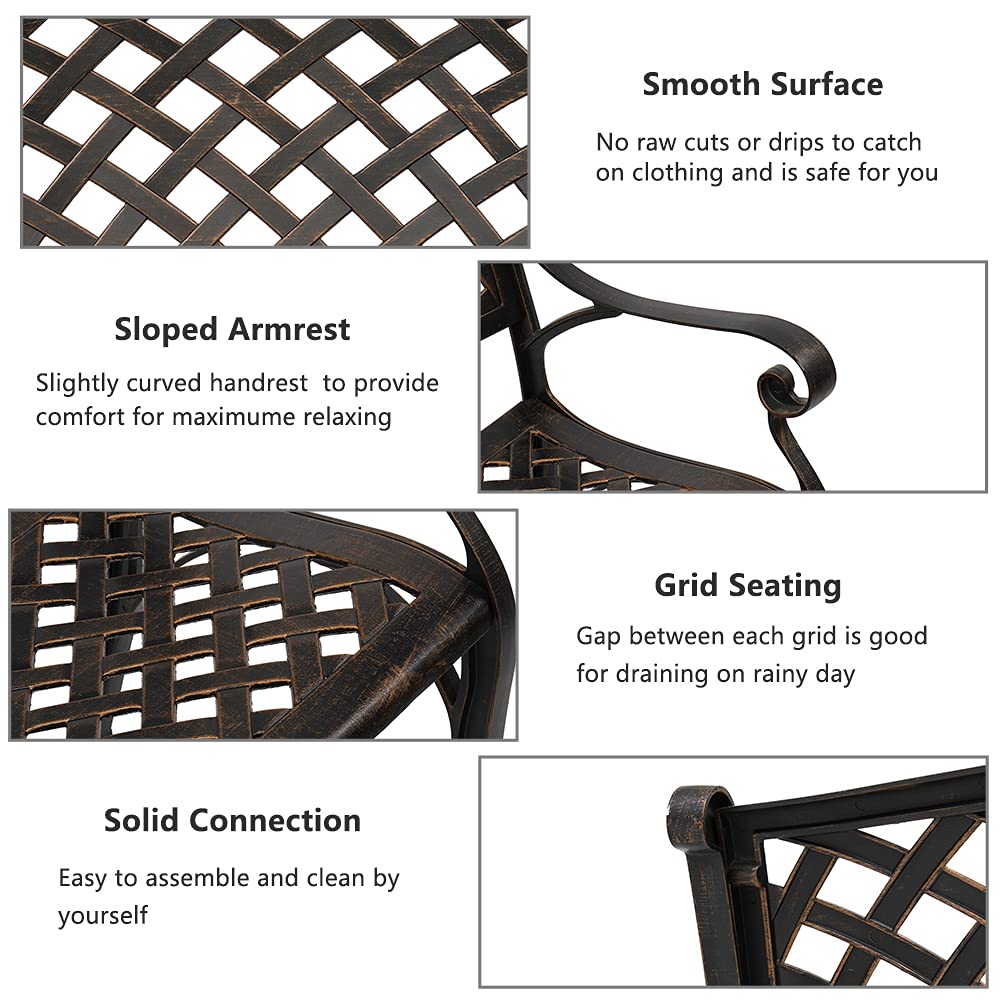 40.5" Antique Black Cast Aluminum Outdoor Bench with Mesh Backrest P9983