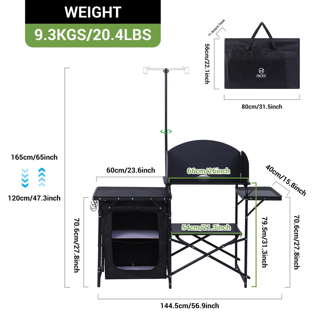 Black Portable Folding Camping Table Y1116