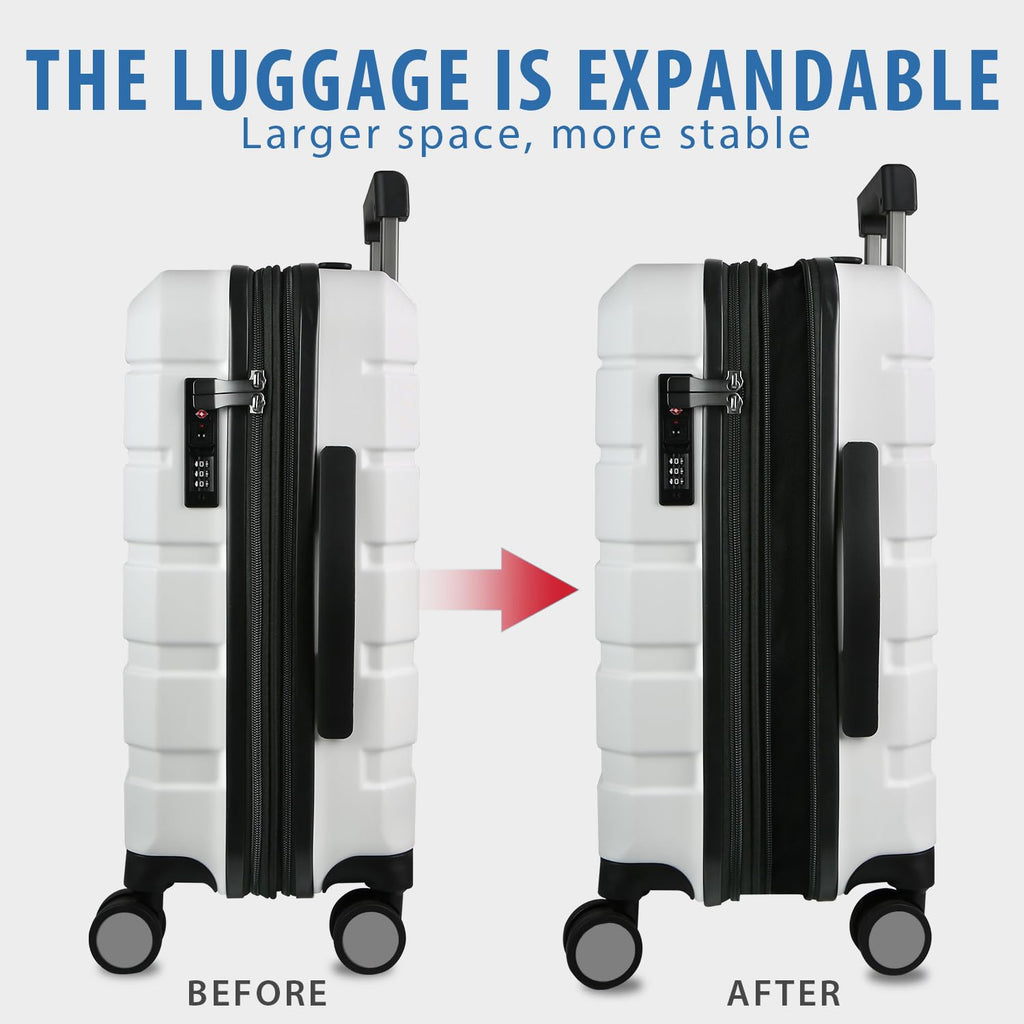 Hardside Expandable Carry On Luggage with Spinner Wheels, TSA Lock, USB Port, 20-Inch, White L93876