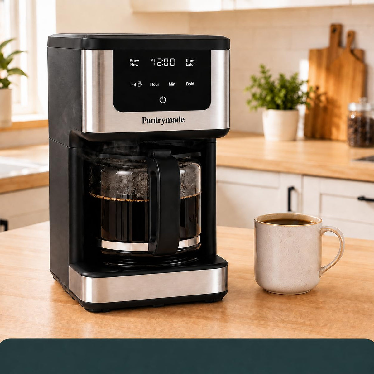 14-Cup Programmable Drip Coffee Maker with Glass Carafe, Black T128873