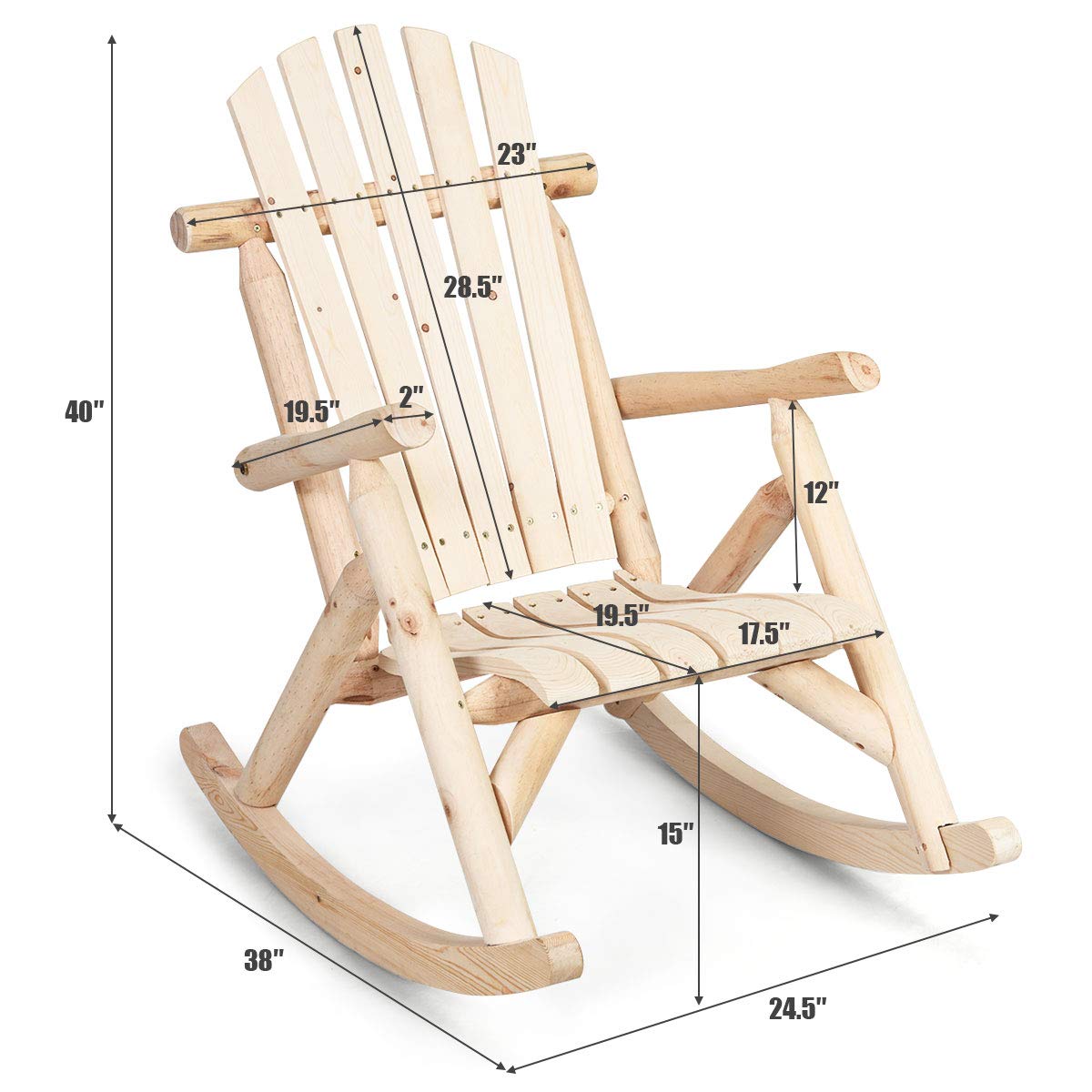 Log Rocking Chair Set X426023