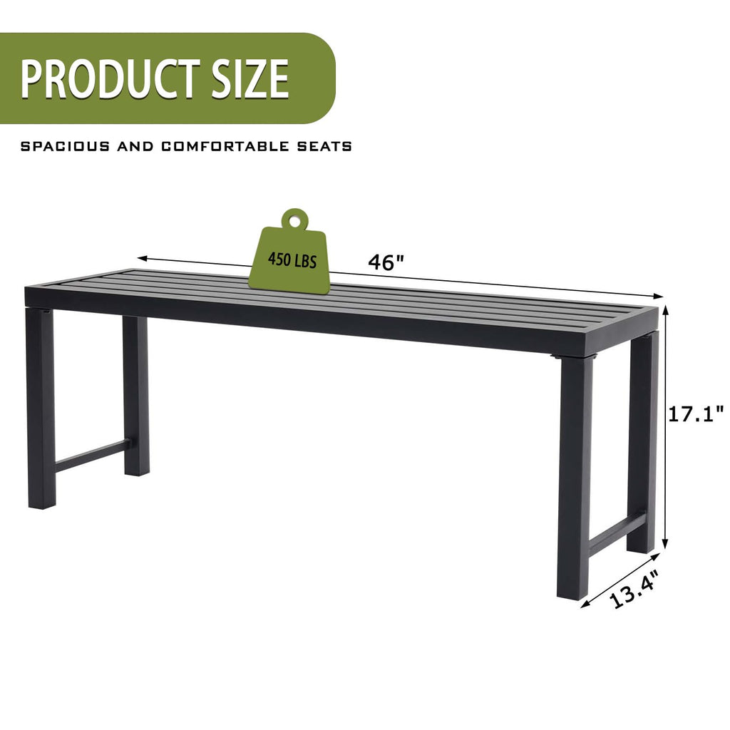 Black Metal Backless Outdoor Bench I9441