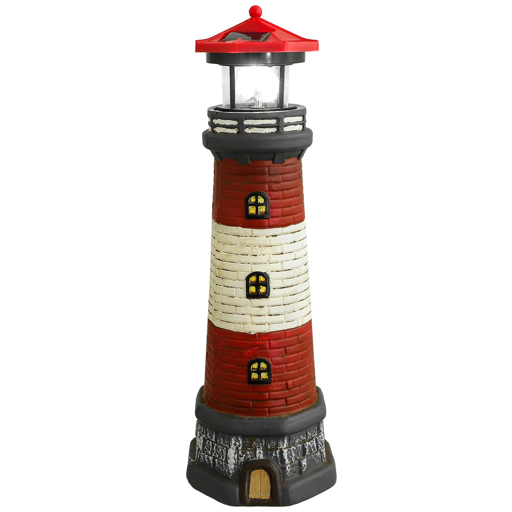 Solar Lighthouse Statue with LED Light 14.76 Inch Red H28120