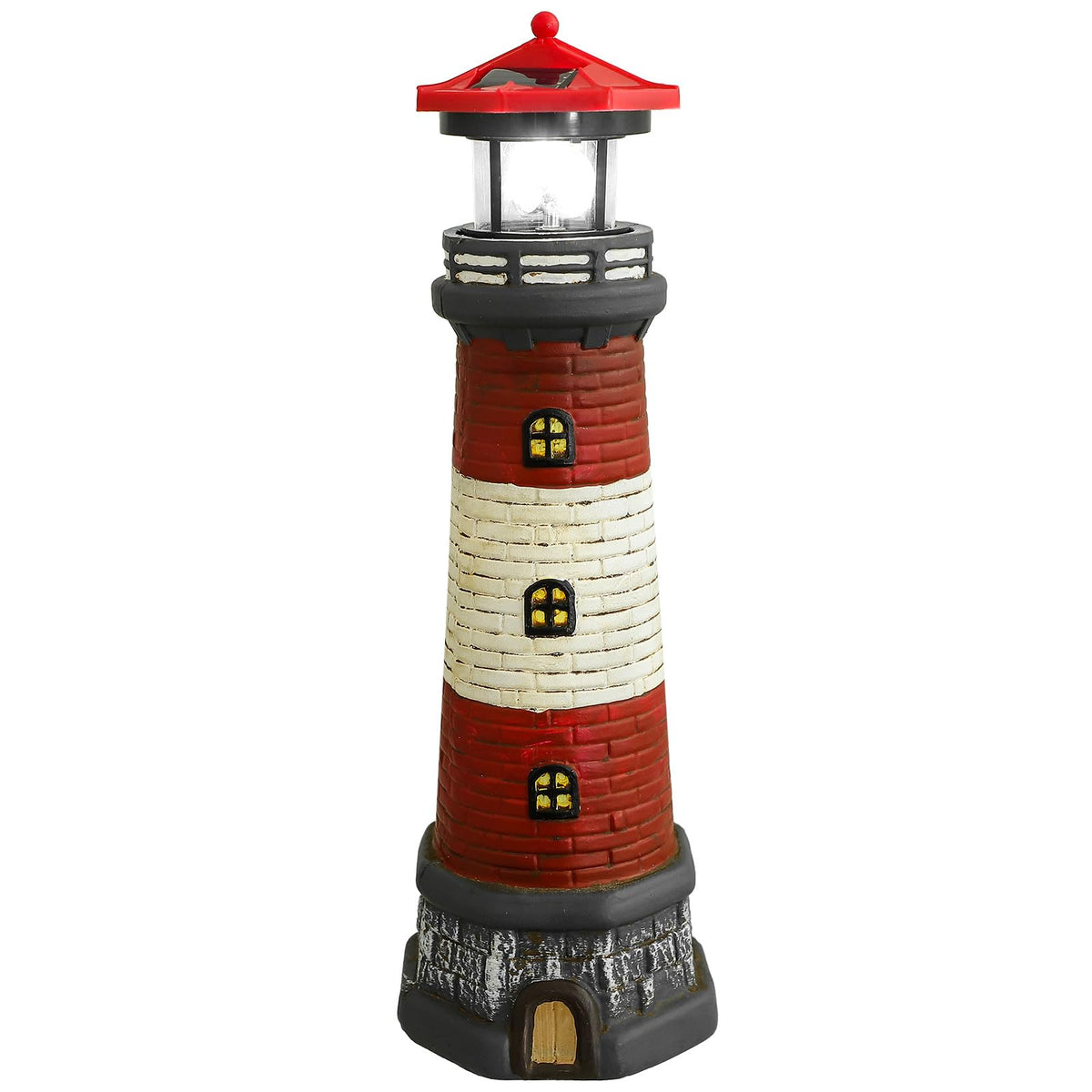 Solar Lighthouse Statue with LED Light 14.76 Inch Red H28120