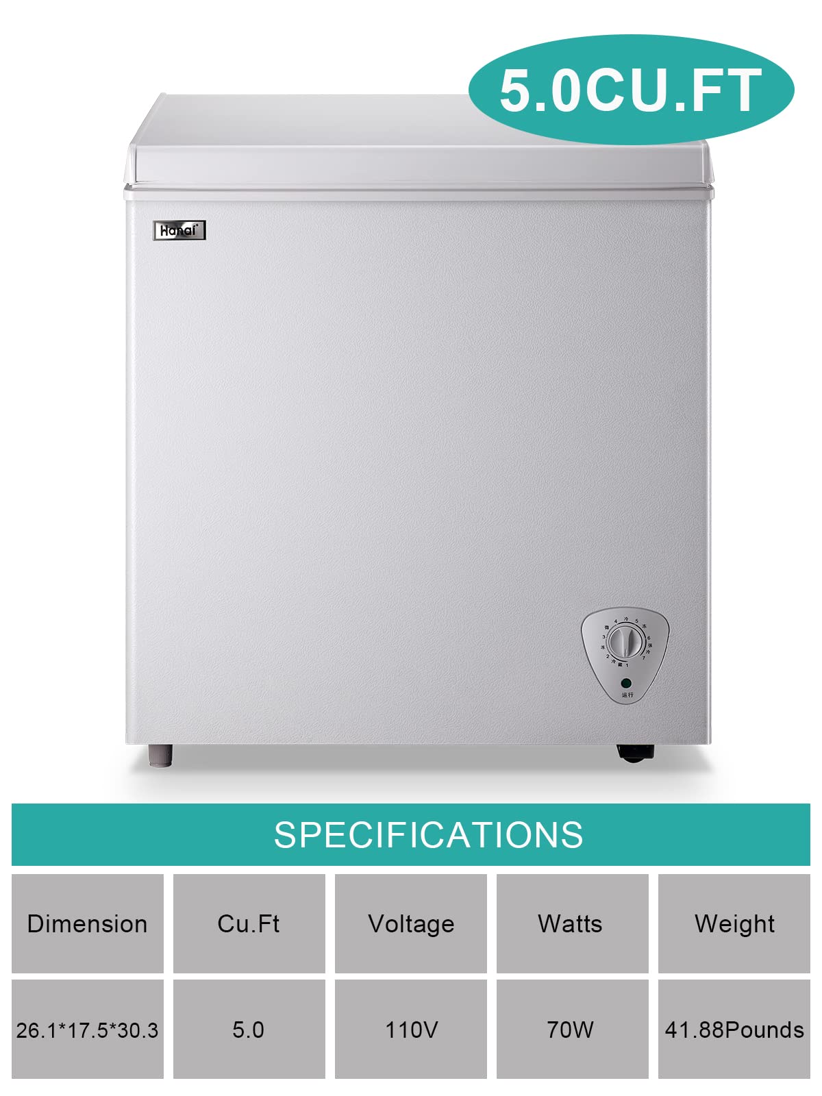 White 5.0 Cu.Ft Chest Freezer S934