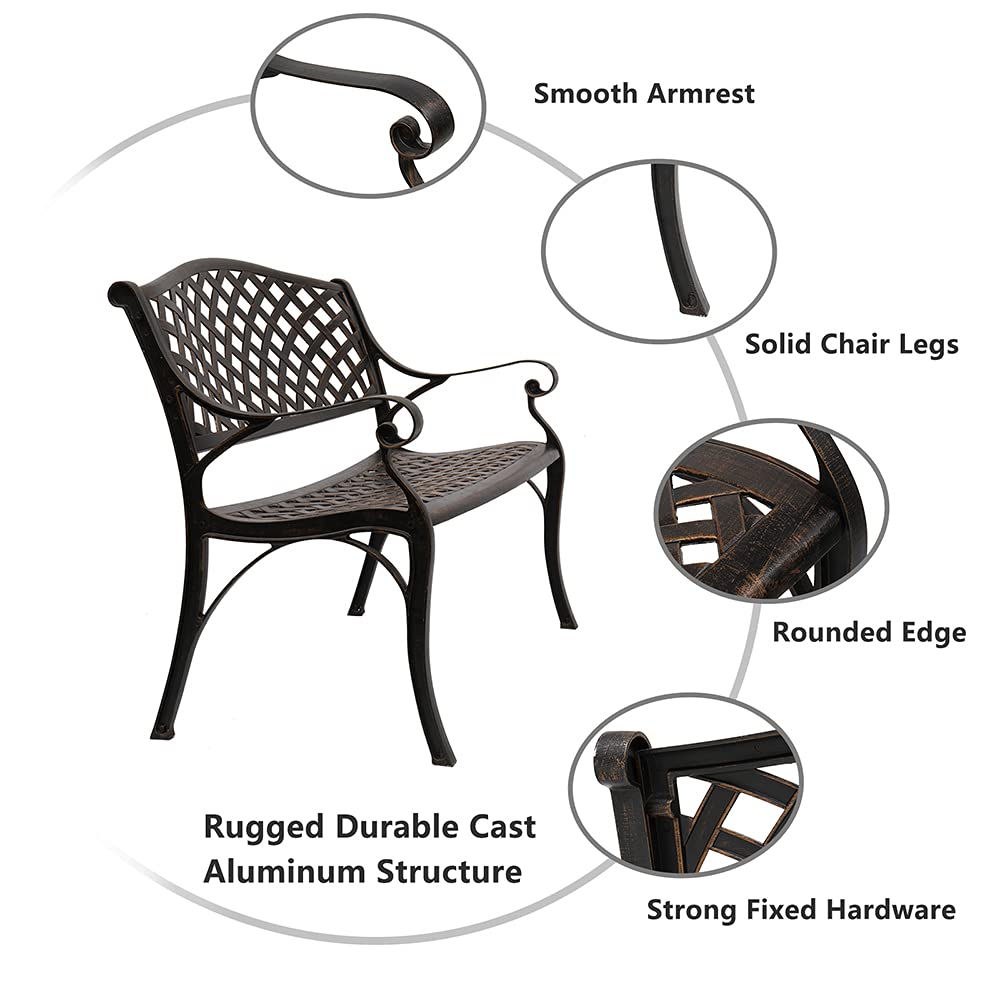 40.5" Antique Black Cast Aluminum Outdoor Bench with Mesh Backrest P9983