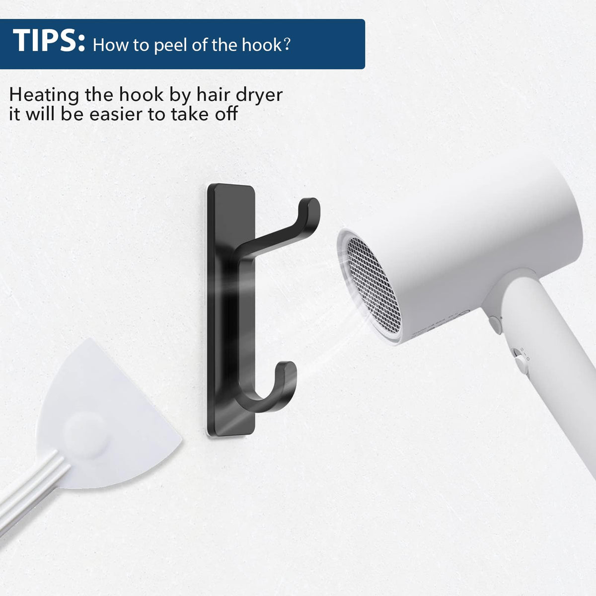 Black 4 Pack Stick-on Hooks V976