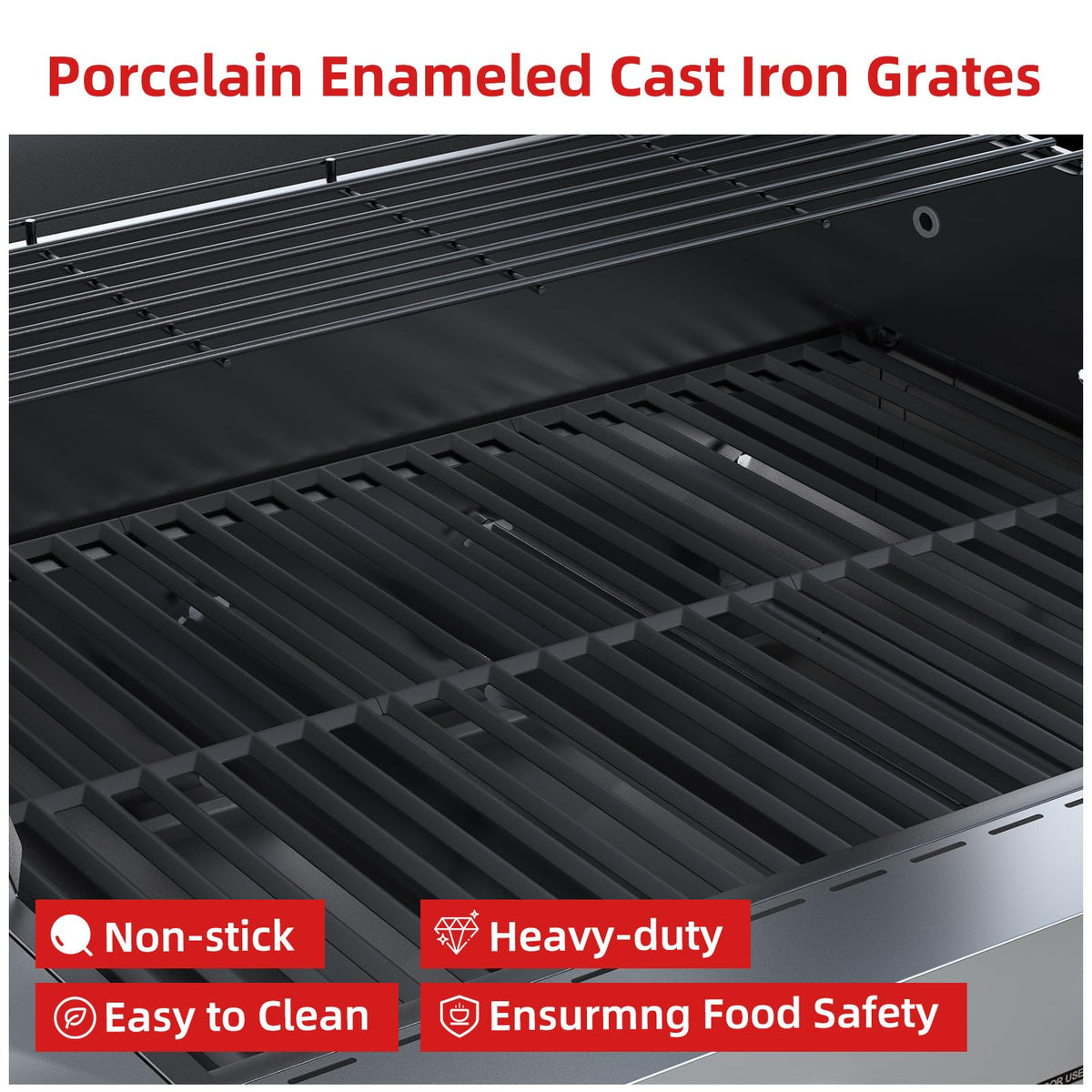 4 Burner Gas Grill with Side Burner and Wheels W858