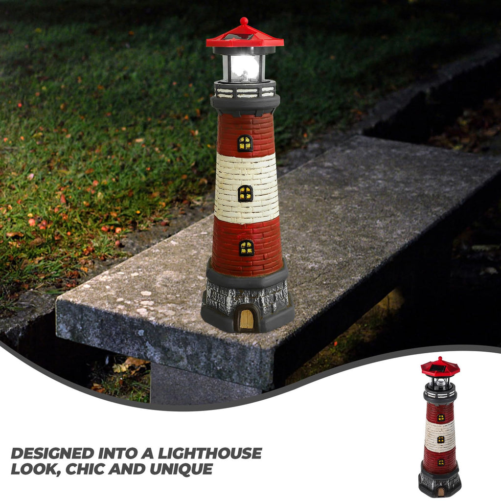 Solar Lighthouse Statue with LED Light 14.76 Inch Red H28120