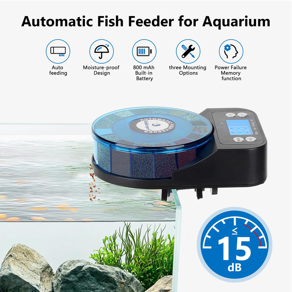 Automatic Fish Feeder and Magnetic Glass Cleaner Brush M22415