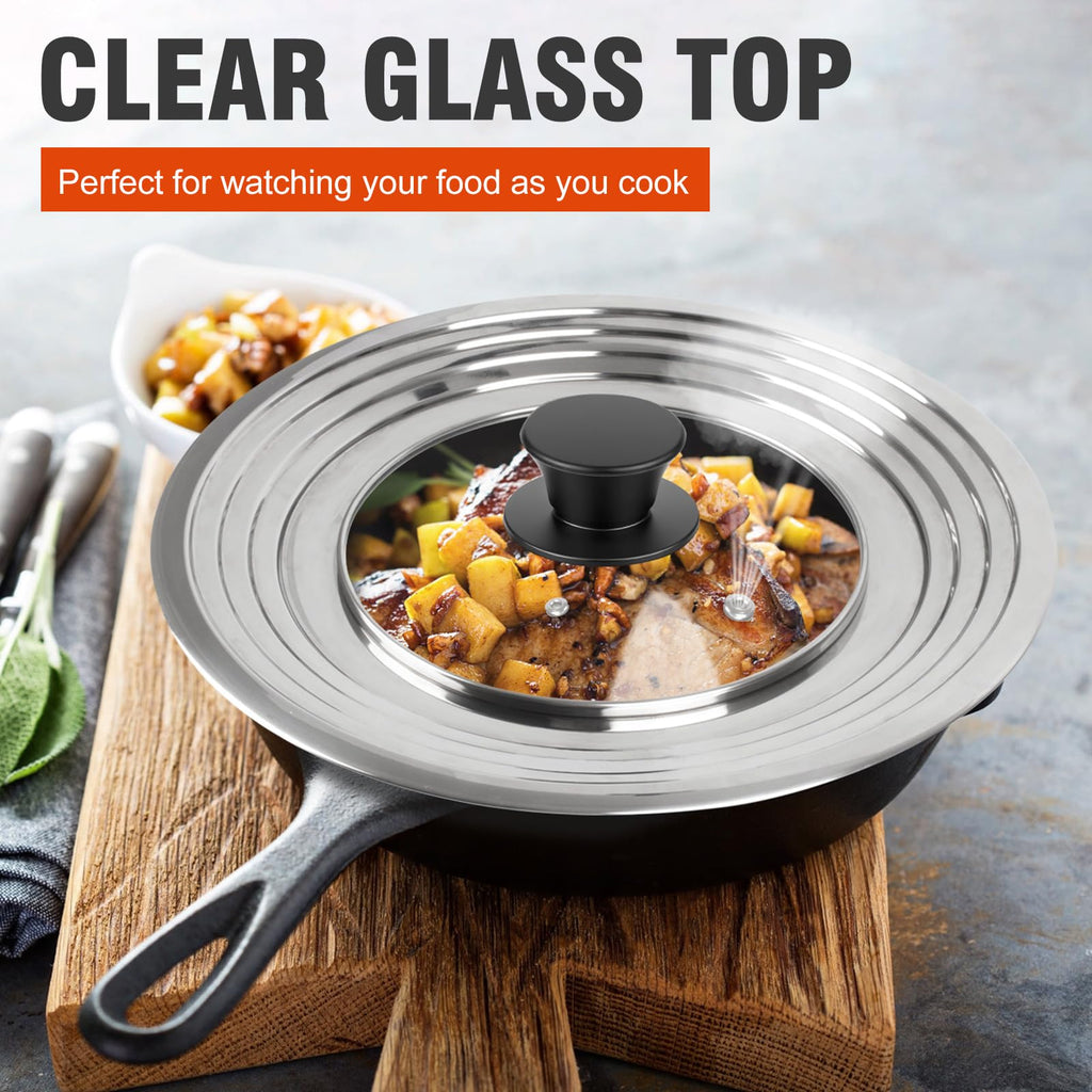 Universal Lid for Pots and Pans Skillets 8.2-12.5 Inch Stainless Steel F42593