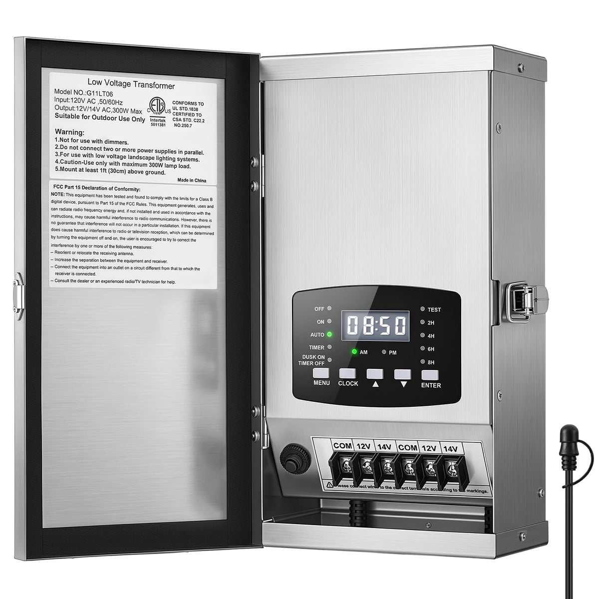 300W Low Voltage Landscape Transformer with Timer & Photocell Sensor B9695