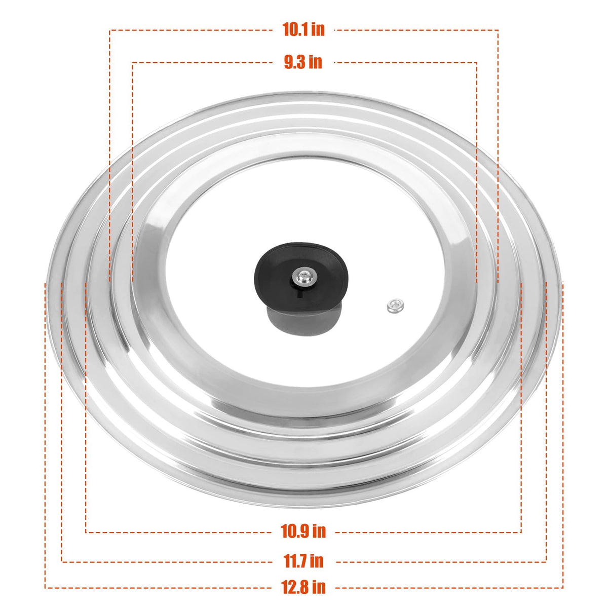 Universal Lid for Pots and Pans Skillets 8.2-12.5 Inch Stainless Steel F42593