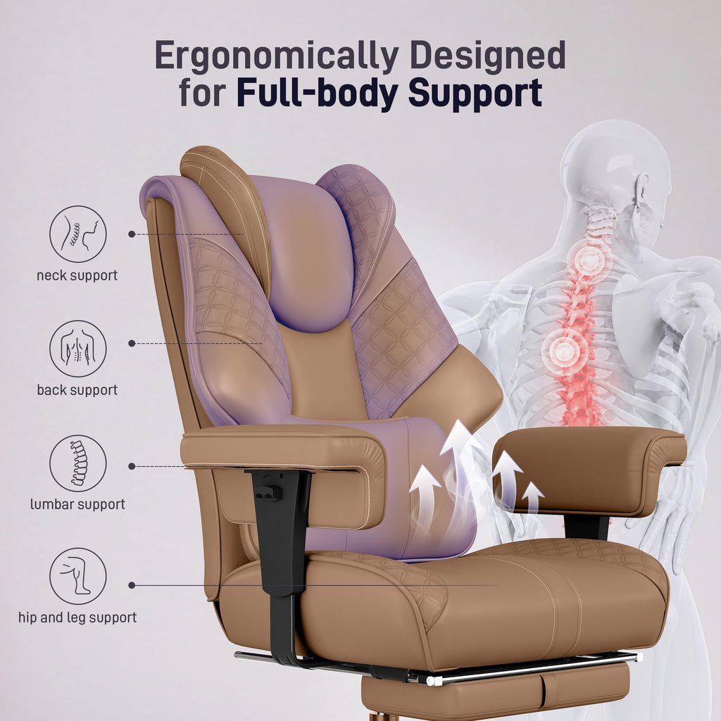Big and Tall Executive Office Chair with Footrest and Lumbar Support B782471