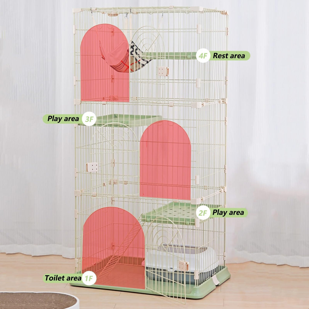 3/4-Tier Cat Cage Playpen with Hammock H50420