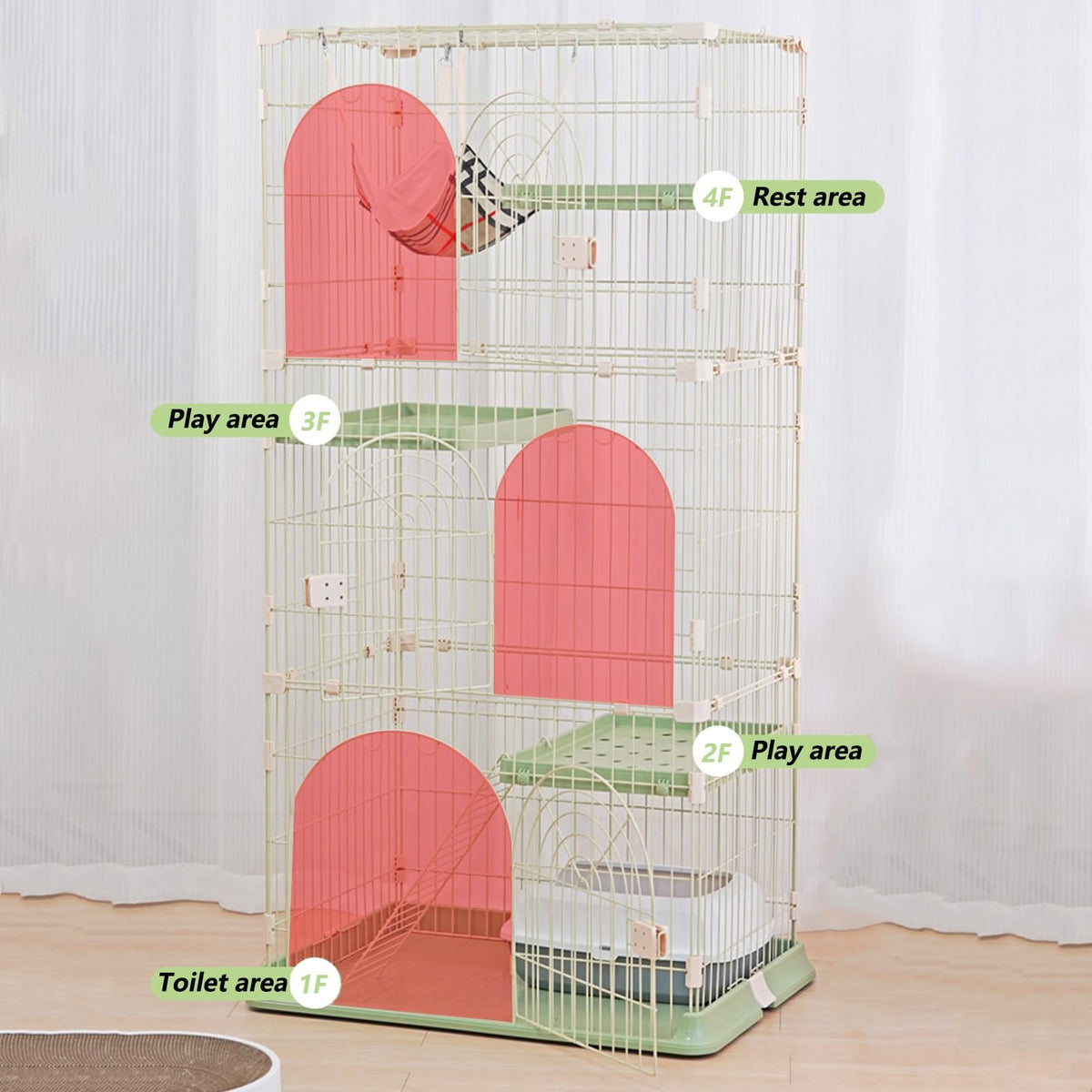 3/4-Tier Cat Cage Playpen with Hammock H50420