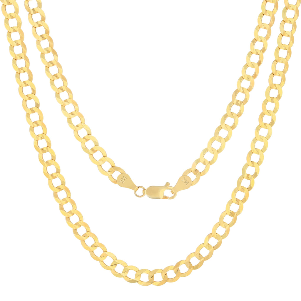 14K Yellow Gold Cuban Curb Link Chain Necklace A105