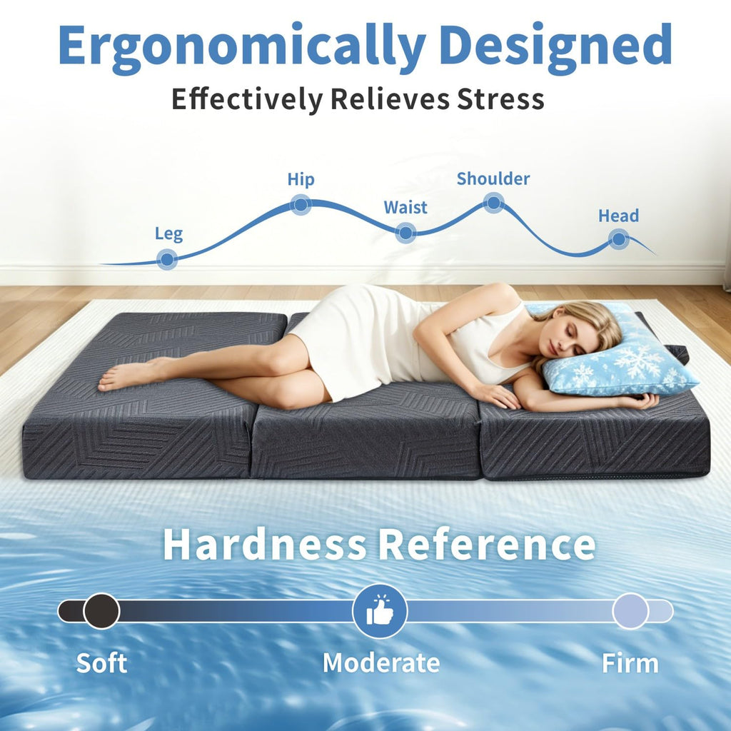 6 Inch Foldable Memory Foam Mattress Queen Size M6050