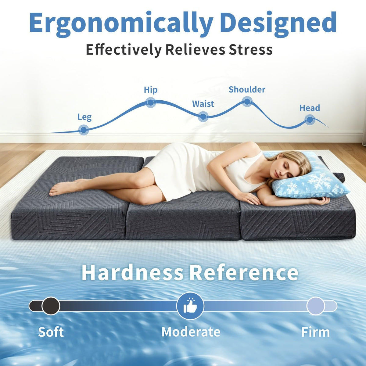 6 Inch Foldable Memory Foam Mattress Queen Size M6050