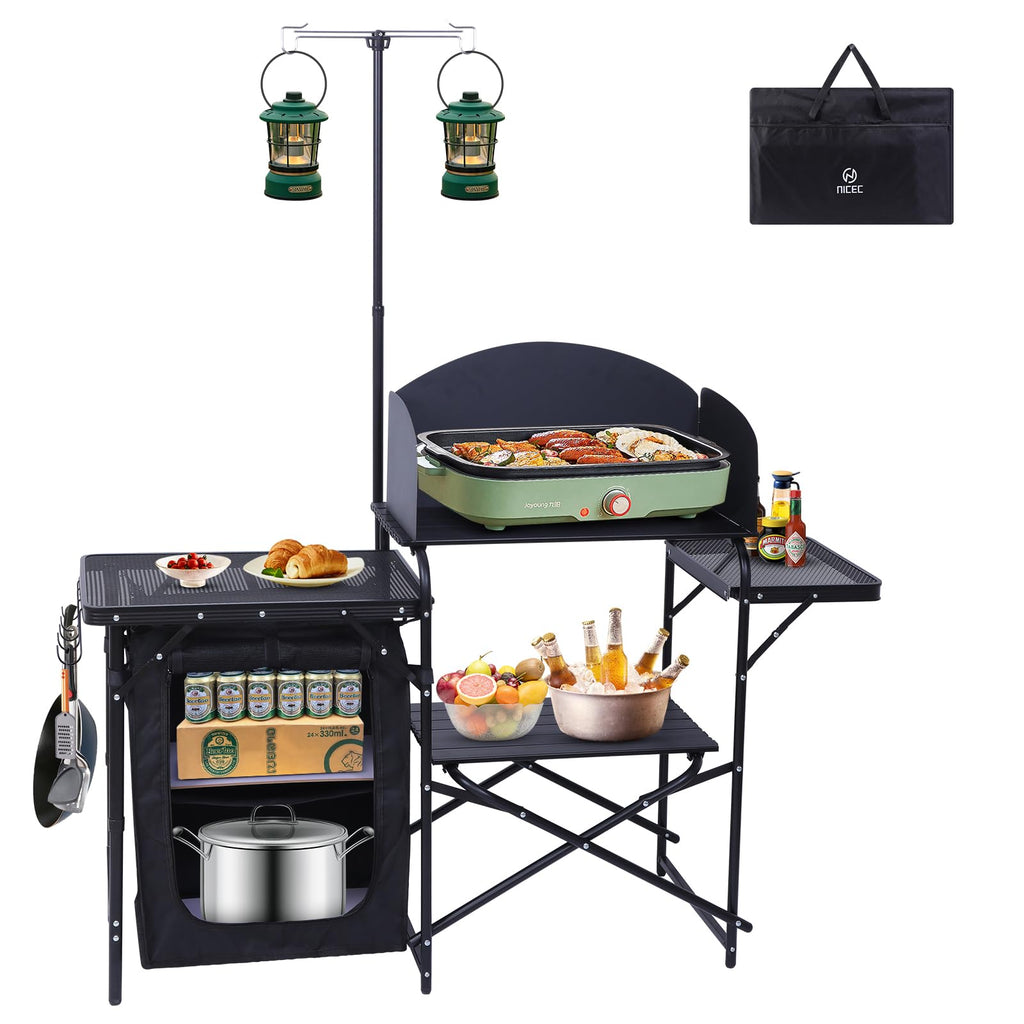 Black Portable Folding Camping Table Y1116