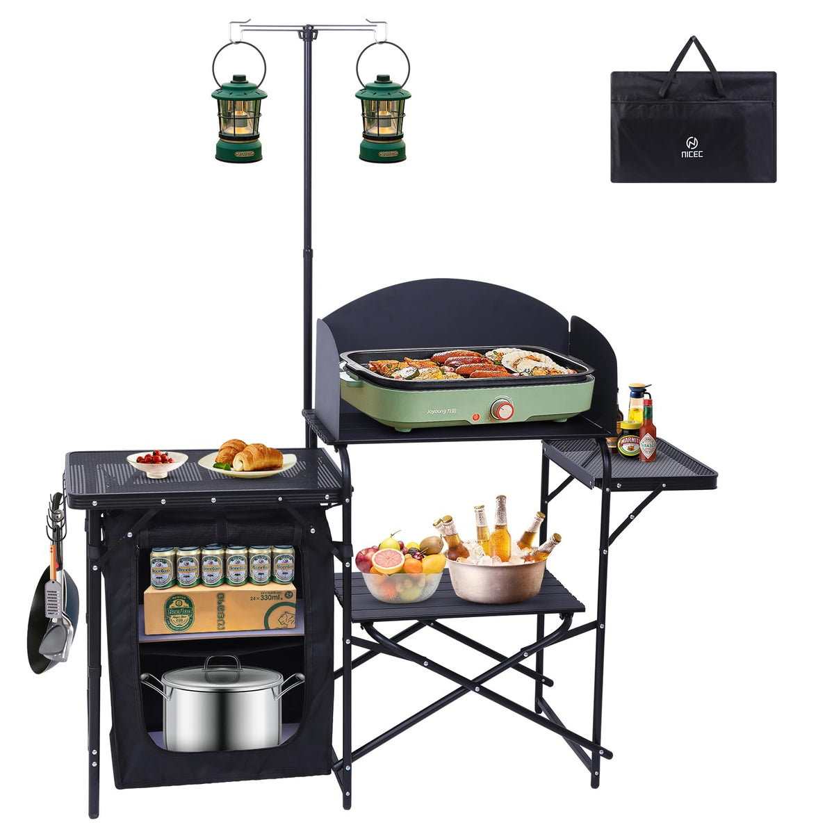 Black Portable Folding Camping Table Y1116