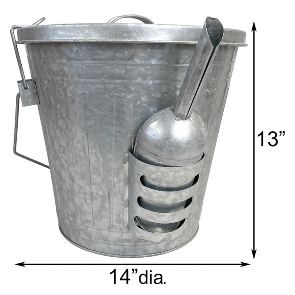Galvanized Steel Bird Seed Storage Bucket Bin with Scoop N9994