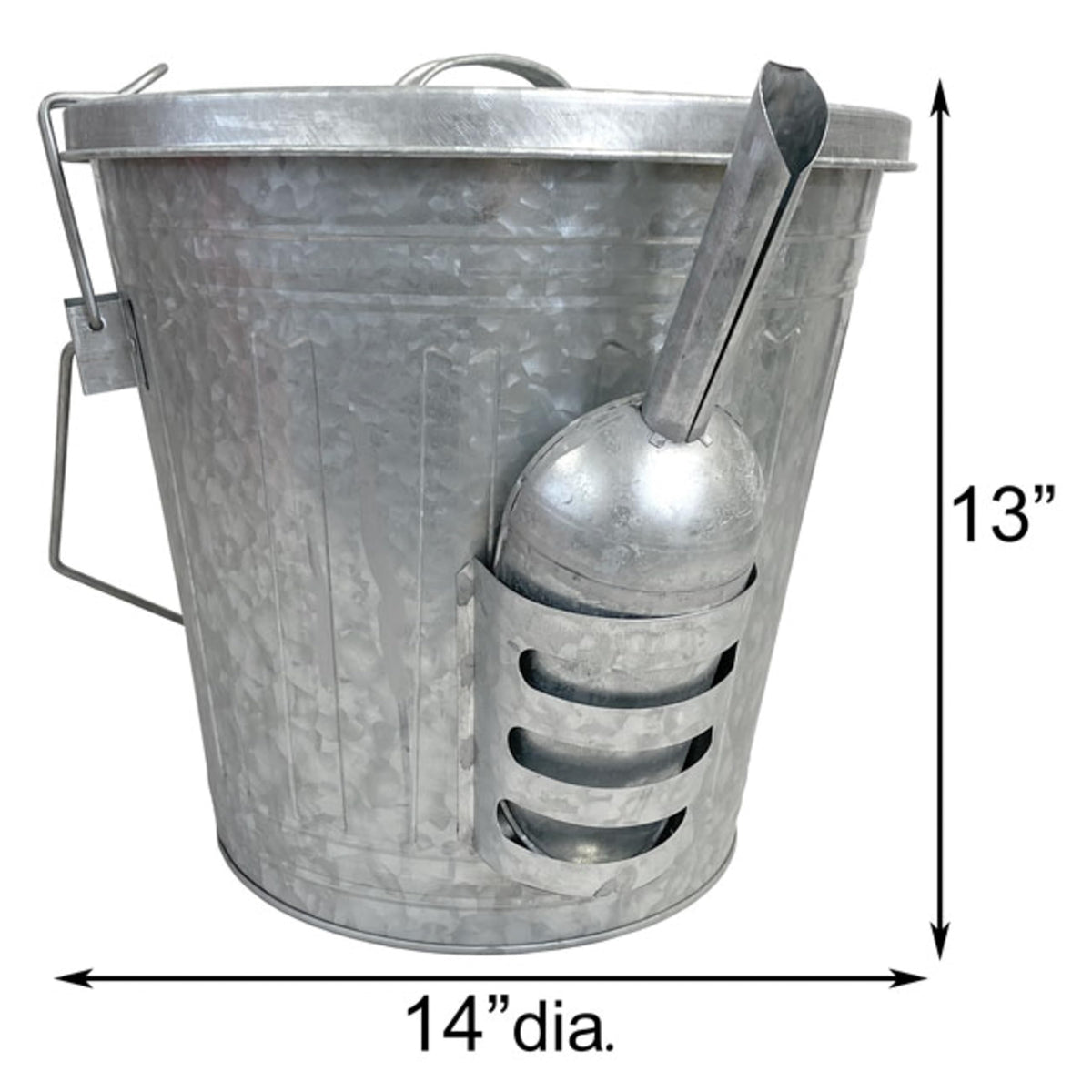 Galvanized Steel Bird Seed Storage Bucket Bin with Scoop N9994