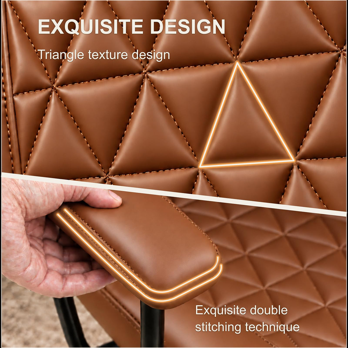 Brown PU Leather Office Chair with Lumbar Support A7944