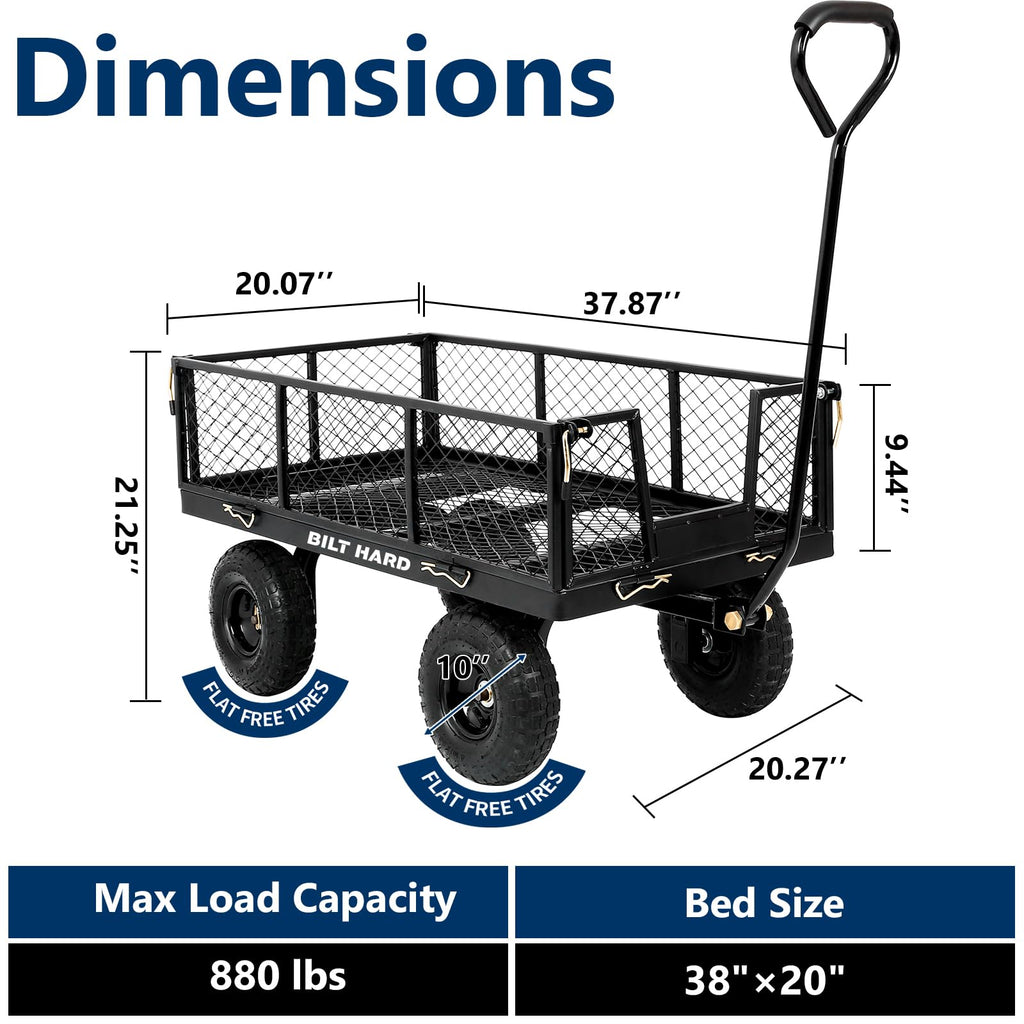 10" Flat Free Tires Steel Garden Cart with Rotating Handle B28025