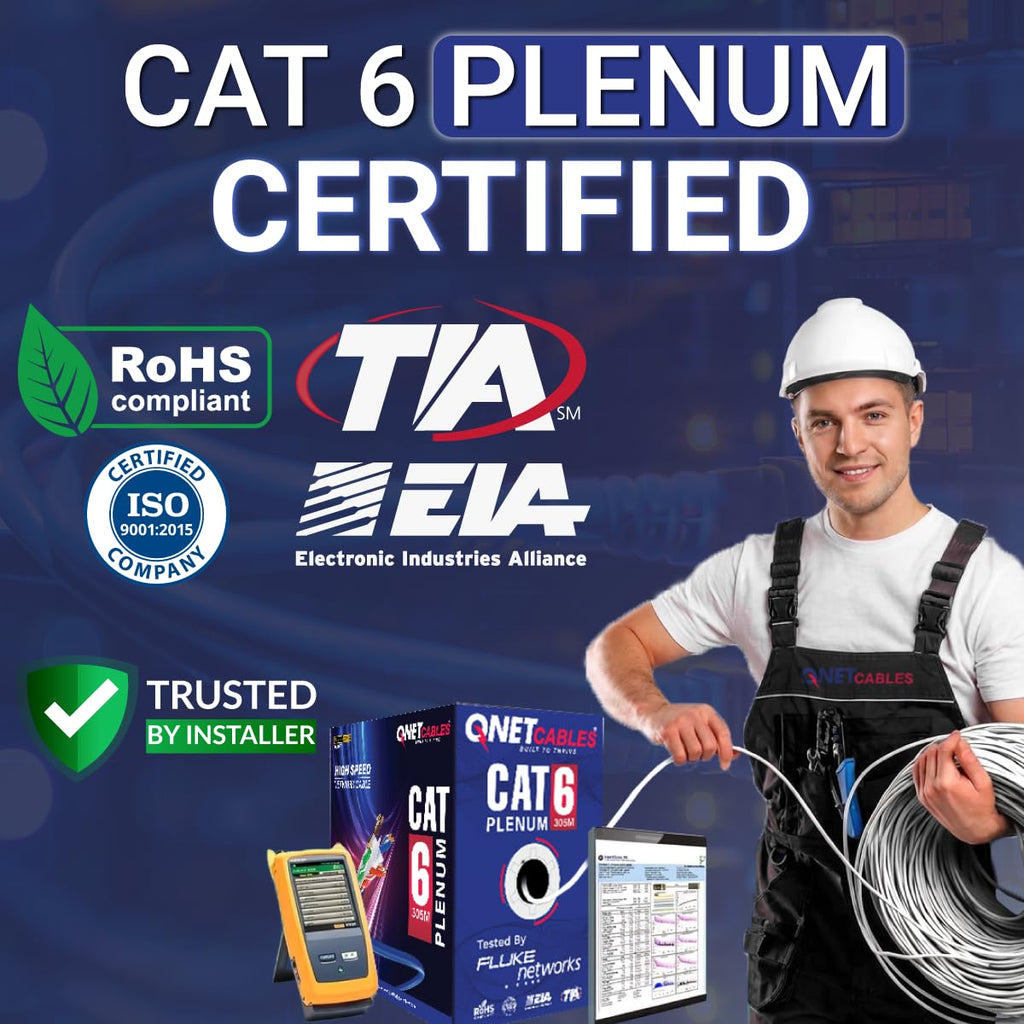 Blue Cat6 Plenum 1000ft 23AWG UTP Ethernet Cable D2369