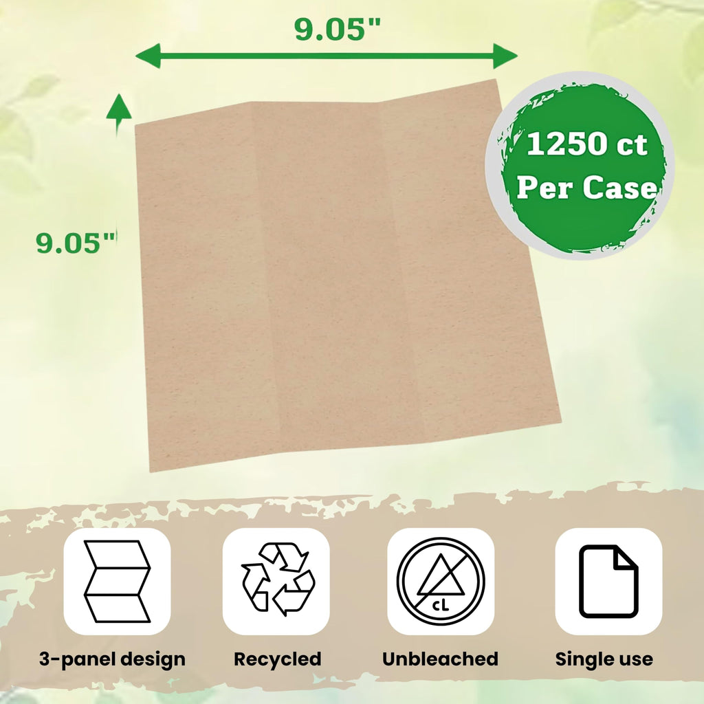 Brown Organic Unbleached Z-Fold Paper Towels 1250ct R609