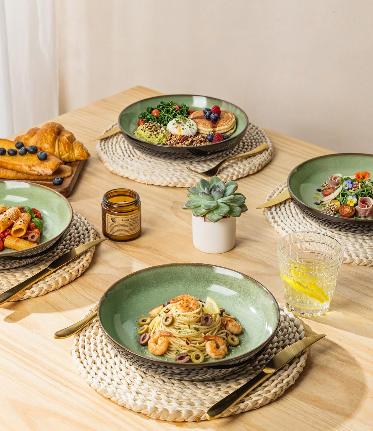 9.0" Ceramic Pasta Bowls Set of 4 O6115