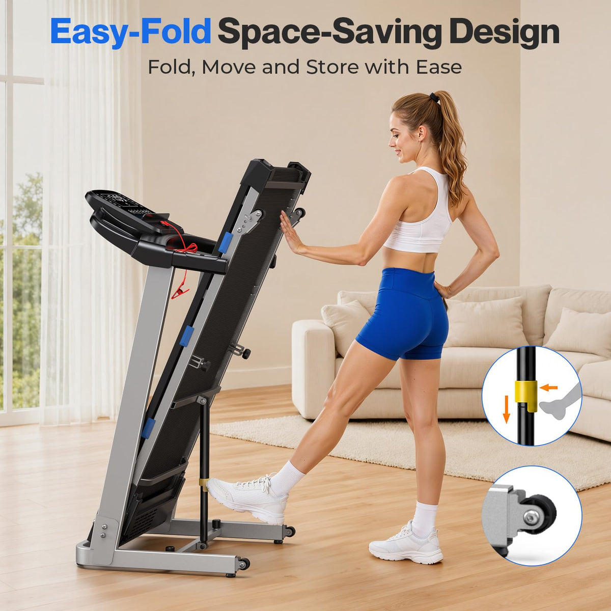 Foldable Treadmill with 10% Incline 400 LBS Capacity Q9765