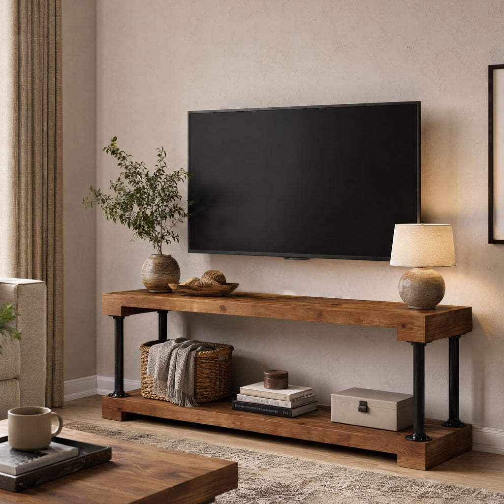 Solid Wood TV Stand for 75-Inch TV X25329